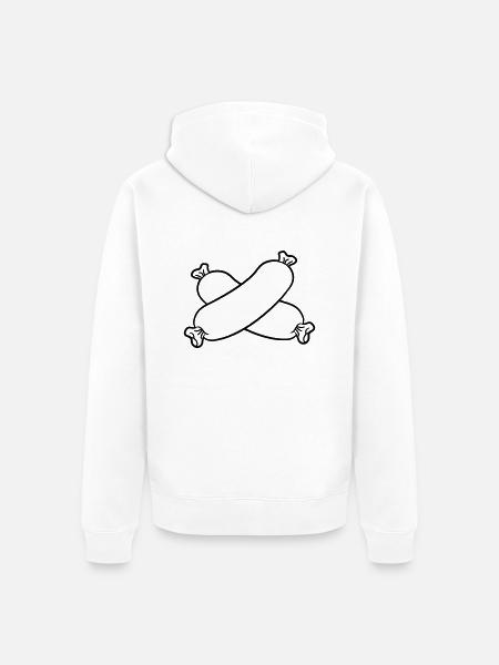 2 pølse hotdog wiener lang bratwurst - Premium økologisk unisex-hættejakke - hvid