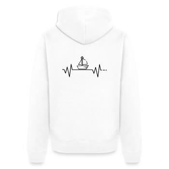 Herzschlag Segeln Segelboot Schiff Meer Boot Segel - Unisex Premium Bio Zip Hoodie - Weiß - Hinten - Thijin (182cm)