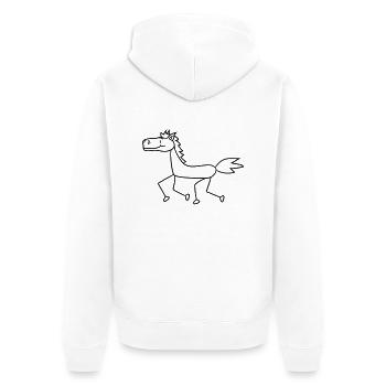 comic cartoon reiten galopp pony pferd lustig süß - Unisex Premium Bio Zip Hoodie - Weiß - Hinten - Thijin (182cm)