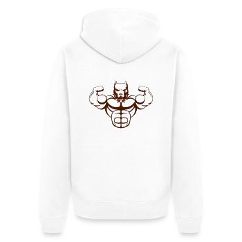 strong dog_02 - Unisex Premium Bio Zip Hoodie - Weiß - Hinten - Thijin (182cm)