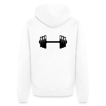Dumbbell weight lifting bodybuilding 12 - Unisex Premium Organic Zip Hoodie - white - Back - Thijin (182cm)