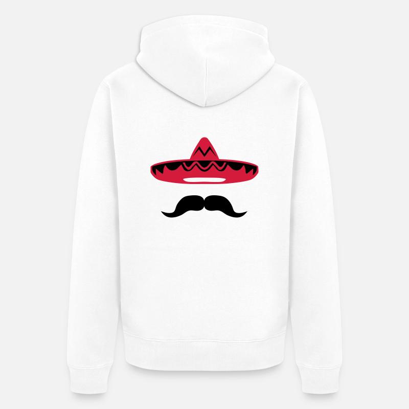 chapeau mexicain moustache 200 - Veste à capuche bio Premium Unisexe - blanc