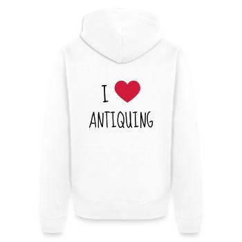 Second hand Antiquarian Trödler Brocanteur - Unisex Premium Organic Zip Hoodie - white - Back - Thijin (182cm)