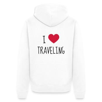Reisen / Reisende / Urlaub / Tourismus - Unisex Premium Bio Zip Hoodie - Weiß - Hinten - Thijin (182cm)