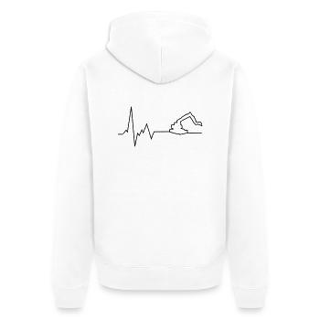 herzschlag bagger - Unisex Premium Bio Zip Hoodie - Weiß - Hinten - Thijin (182cm)