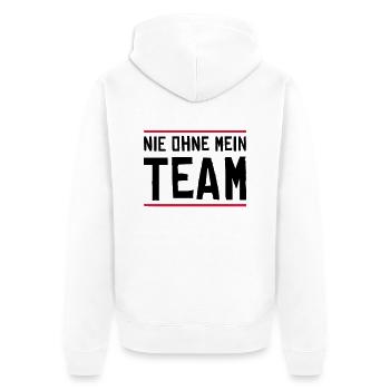 nie ohne mein team - Unisex Premium Bio Zip Hoodie - Weiß - Hinten - Thijin (182cm)