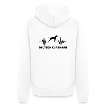 Deutsch Kurzhaar - Unisex Premium Bio Zip Hoodie - Weiß - Hinten - Thijin (182cm)