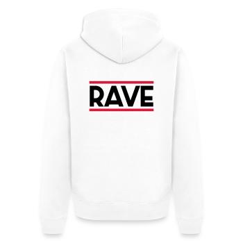 RAVE - Unisex Premium Bio Zip Hoodie - Weiß - Hinten - Thijin (182cm)
