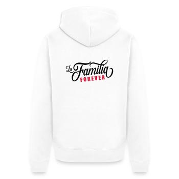 la familia forever - Unisex Premium Bio Zip Hoodie - Weiß - Hinten - Thijin (182cm)