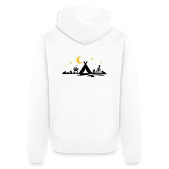 Freizeit - Camping Zelten Mond und Sterne - Unisex Premium Bio Zip Hoodie - Weiß - Hinten - Thijin (182cm)