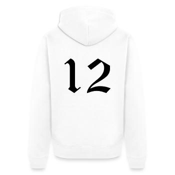 12 - Unisex Premium Bio Zip Hoodie - Weiß - Hinten - Thijin (182cm)