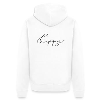 Happy - Unisex Premium Bio Zip Hoodie - Weiß - Hinten - Thijin (182cm)