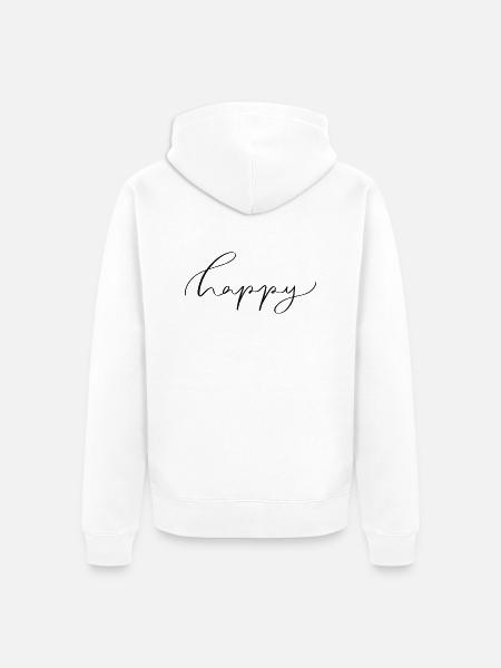 Happy - Unisex Premium Bio Zip Hoodie - Weiß