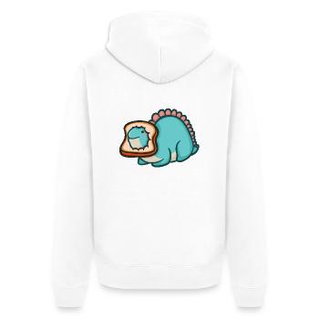 hugadino bread dino, cute dinosaur - Unisex Premium Organic Zip Hoodie - white - Back - Thijin (182cm)