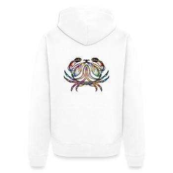 Krebs - Unisex Premium Bio Zip Hoodie - Weiß - Hinten - Thijin (182cm)