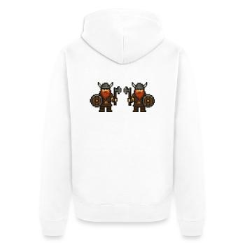 wikinger pixel 2 - Unisex Premium Bio Zip Hoodie - Weiß - Hinten - Thijin (182cm)