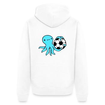 pieuvre jouant au football ballon tenant gardien de but sports - Veste à capuche bio Premium Unisexe - blanc - Dos - Thijin (182cm)