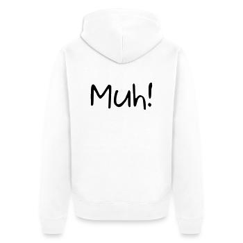 Muh! - Unisex Premium Bio Zip Hoodie - Weiß - Hinten - Thijin (182cm)