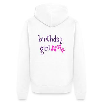 "Birthday Girl" - Unisex Premium Bio Zip Hoodie - Weiß - Hinten - Thijin (182cm)