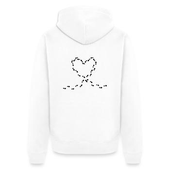 Herz - Heart - Spuren - Liebe - Unisex Premium Bio Zip Hoodie - Weiß - Hinten - Thijin (182cm)