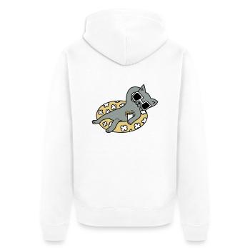 Chill out Cat - Unisex Premium Bio Zip Hoodie - Weiß - Hinten - Thijin (182cm)