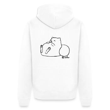 Lazy Cat - Unisex Premium Bio Zip Hoodie - Weiß - Hinten - Thijin (182cm)