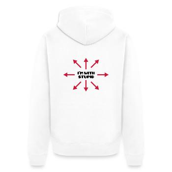 I'm with stupid :) (V) - Veste à capuche bio Premium Unisexe - blanc - Dos - Thijin (182cm)