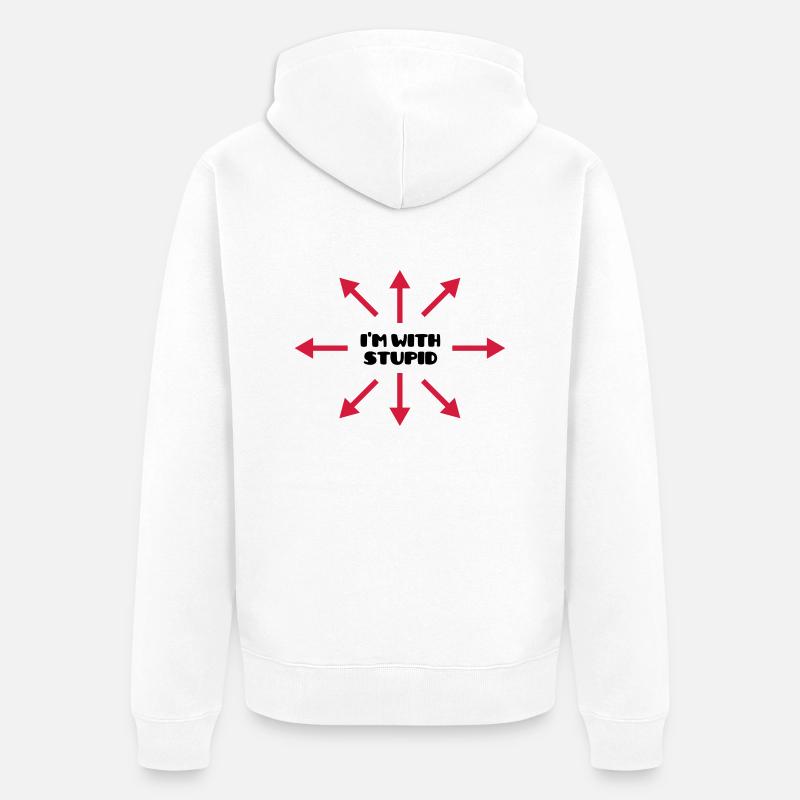 I'm with stupid :) (V) - Veste à capuche bio Premium Unisexe - blanc