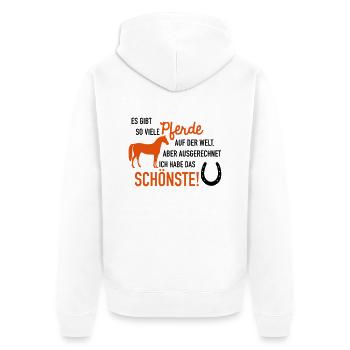Schönstes Pferd - Unisex Premium Bio Zip Hoodie - Weiß - Hinten - Thijin (182cm)