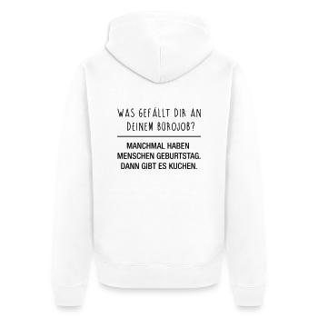Bürojob - Unisex Premium Bio Zip Hoodie - Weiß - Hinten - Thijin (182cm)