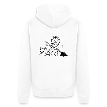 Putzfrau - Unisex Premium Bio Zip Hoodie - Weiß - Hinten - Thijin (182cm)