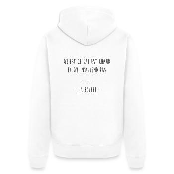 qu'est ce qui est chaud & qui n'attend pas la bouf - Veste à capuche bio Premium Unisexe - blanc - Dos - Thijin (182cm)