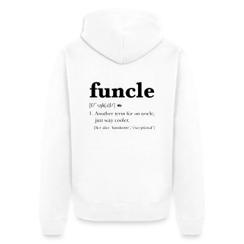Funcle Dictionary Definition - Unisex Premium Organic Zip Hoodie - white - Back - Thijin (182cm)