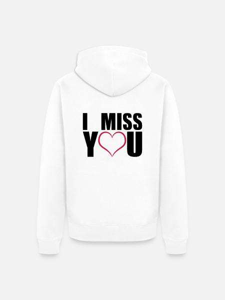 I miss you geschenk - Unisex Premium Bio Zip Hoodie - Weiß