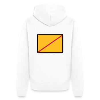 Ortsausgangsschild mit deinem Text - Unisex Premium Bio Zip Hoodie - Weiß - Hinten - Thijin (182cm)