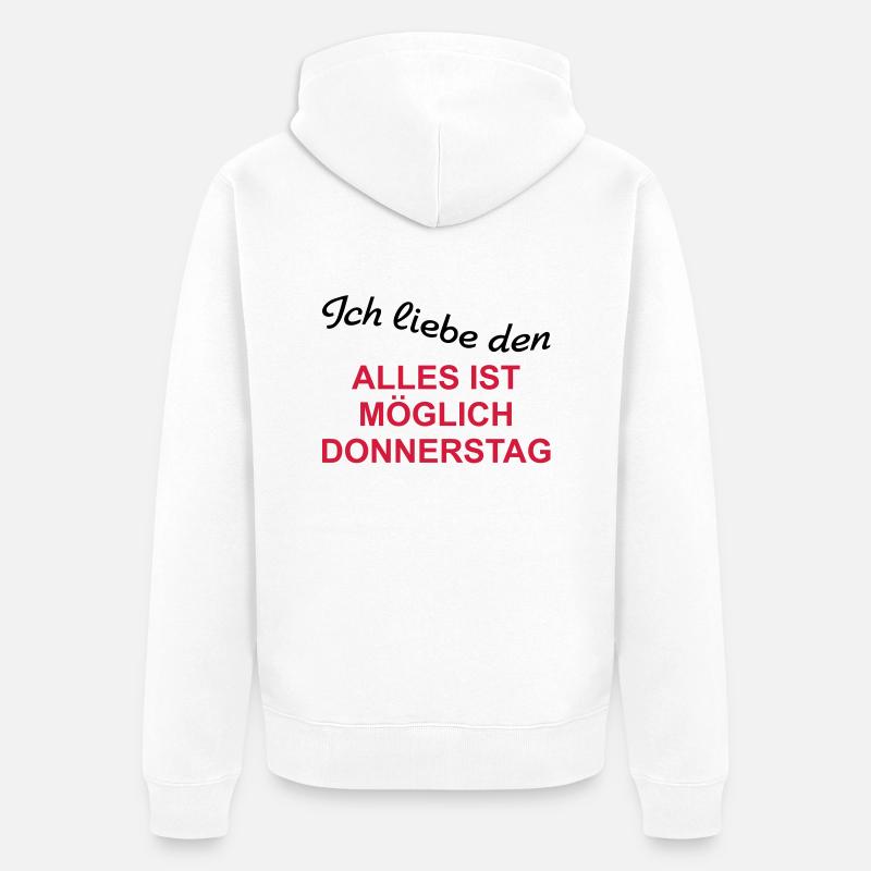 Everything is possible Thursday - Unisex Premium Organic Zip Hoodie - white