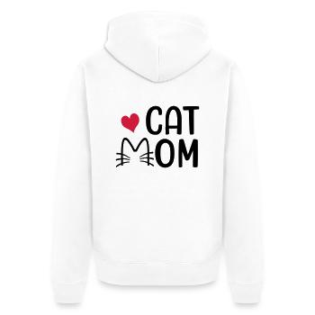 Katzenmama - Unisex Premium Bio Zip Hoodie - Weiß - Hinten - Thijin (182cm)