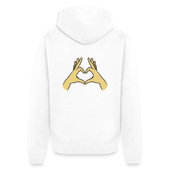 Hands Heart Love Hope Compassion Affection - Unisex Premium Organic Zip Hoodie - white - Back - Thijin (182cm)