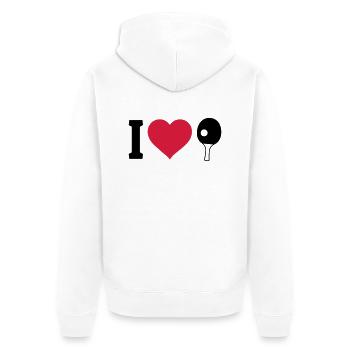 I love Tischtennis - Unisex Premium Bio Zip Hoodie - Weiß - Hinten - Thijin (182cm)