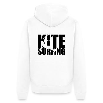 Kitesurfing - Unisex Premium Bio Zip Hoodie - Weiß - Hinten - Thijin (182cm)