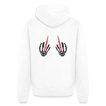 middle fingers - Unisex Premium Bio Zip Hoodie - Weiß - Hinten - Thijin (182cm)