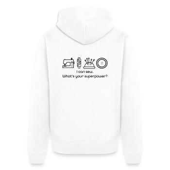 nähen - Unisex Premium Bio Zip Hoodie - Weiß - Hinten - Thijin (182cm)