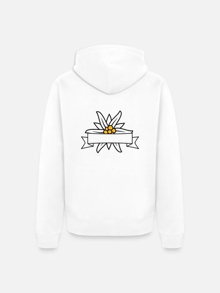 Text banner Edelweiss - Unisex Premium Organic Zip Hoodie - white