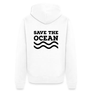 Rettet den Ozean - Unisex Premium Bio Zip Hoodie - Weiß - Hinten - Thijin (182cm)