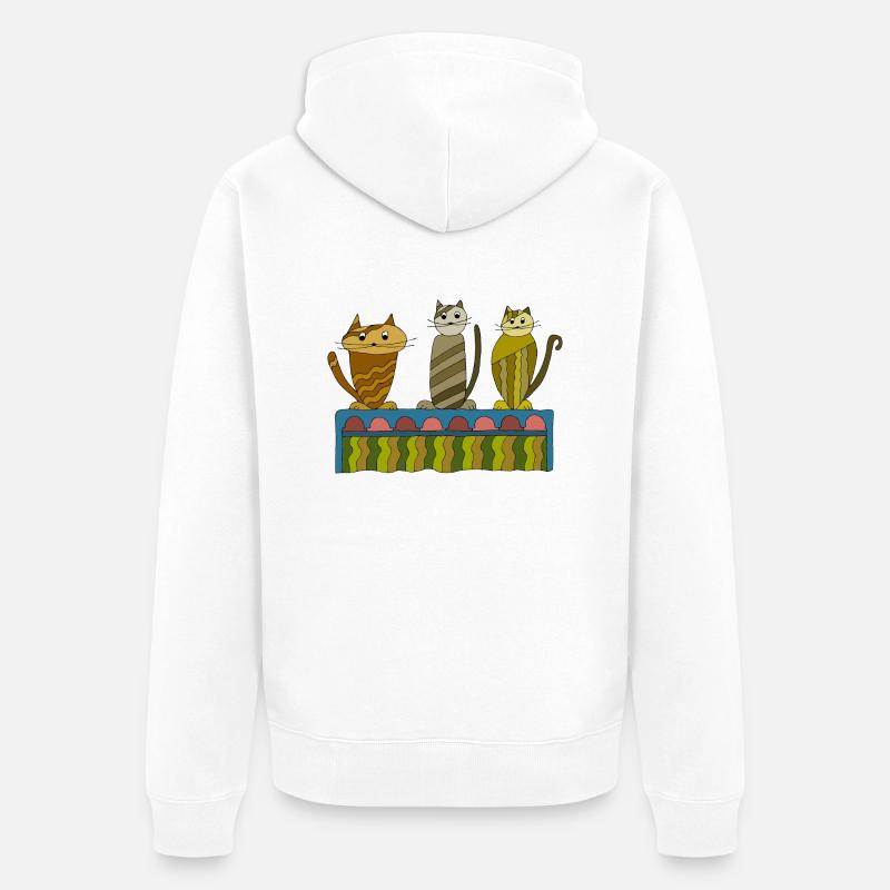 Chats - Veste à capuche bio Premium Unisexe - blanc