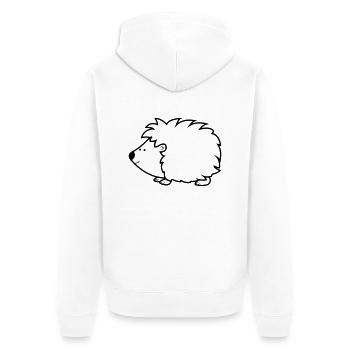 igel - Unisex Premium Bio Zip Hoodie - Weiß - Hinten - Thijin (182cm)