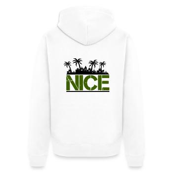 nice - Unisex Premium Bio Zip Hoodie - Weiß - Hinten - Thijin (182cm)