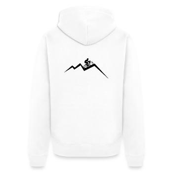 Mountainbike Fahrrad Berg Berge - Unisex Premium Bio Zip Hoodie - Weiß - Hinten - Thijin (182cm)