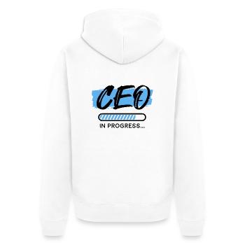 CEO In Progress, CEO Shirts, Motivational Quotes - Unisex Premium Organic Zip Hoodie - white - Back - Thijin (182cm)