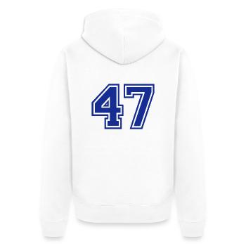 47 - Unisex Premium Bio Zip Hoodie - Weiß - Hinten - Thijin (182cm)